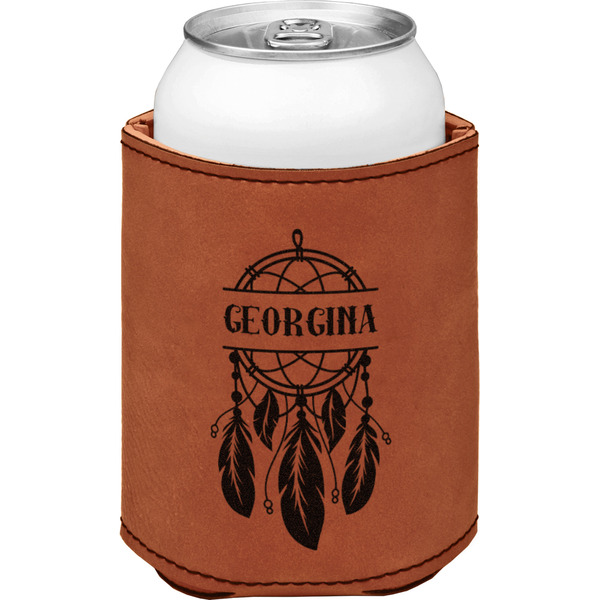 Dreamcatcher Cognac Leatherette Can Sleeve - Single Front