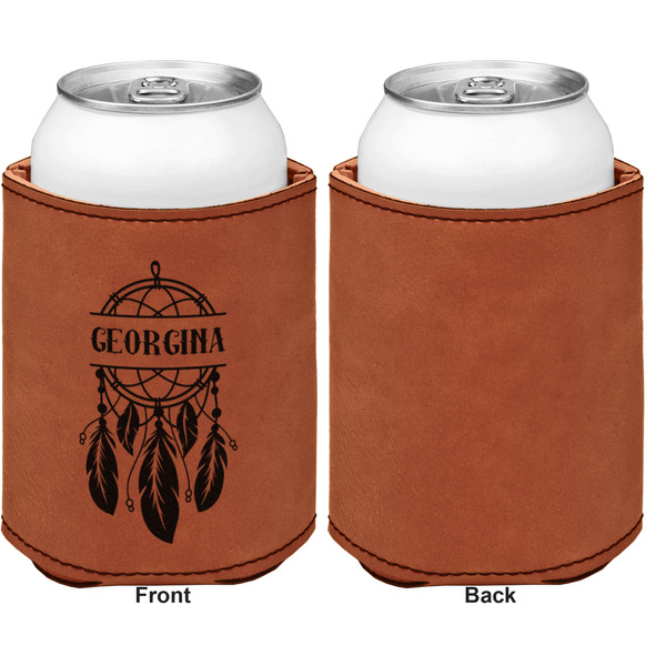 Dreamcatcher Cognac Leatherette Can Sleeve - Single Sided Front and Back