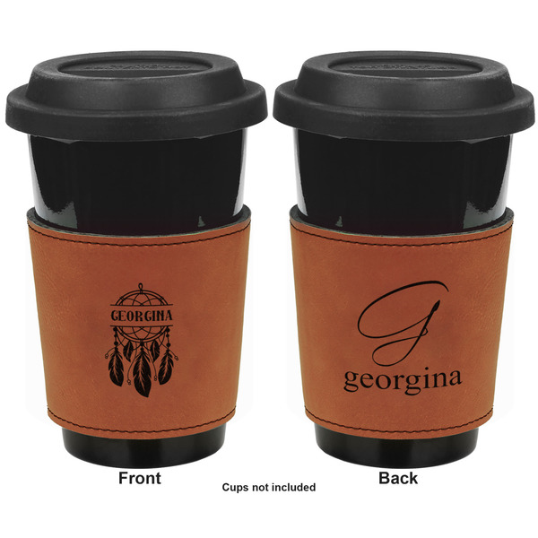 Dreamcatcher Cognac Leatherette Mug Sleeve - Double Sided Apvl