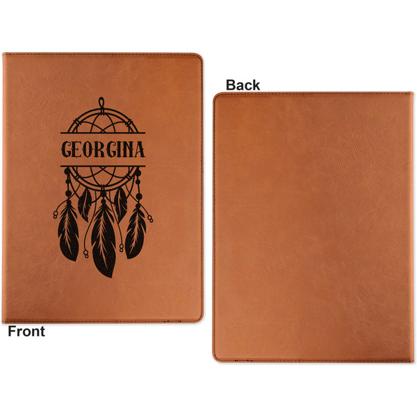 Dreamcatcher Cognac Leatherette Portfolios with Notepad - Large - Single Sided - Apvl