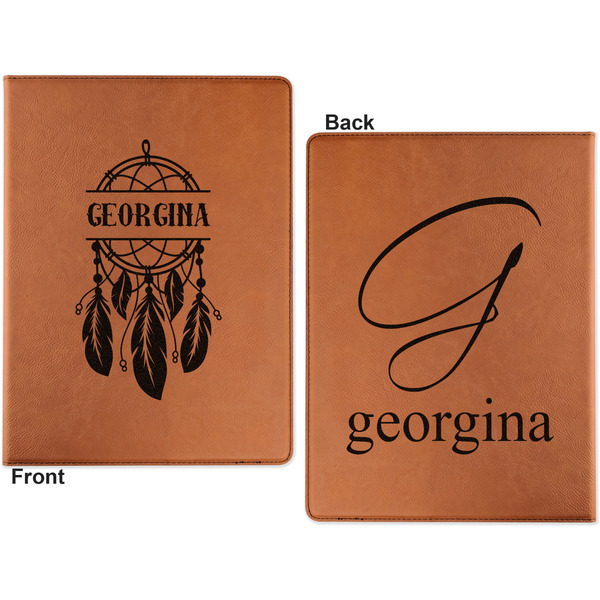Dreamcatcher Cognac Leatherette Portfolios with Notepad - Small - Double Sided- Apvl