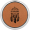 Dreamcatcher Cognac Leatherette Round Coasters w/ Silver Edge - Single