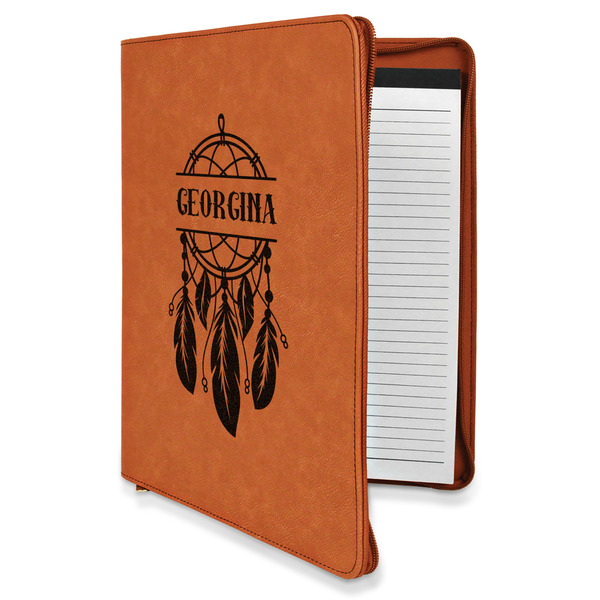 Custom Dreamcatcher Leatherette Zipper Portfolio with Notepad - Single Sided (Personalized)