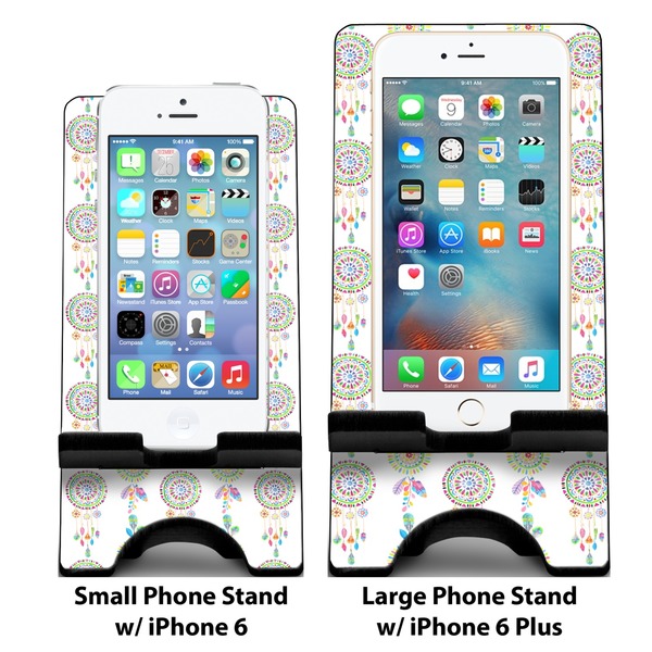 Dreamcatcher Compare Phone Stand Sizes - with iPhones