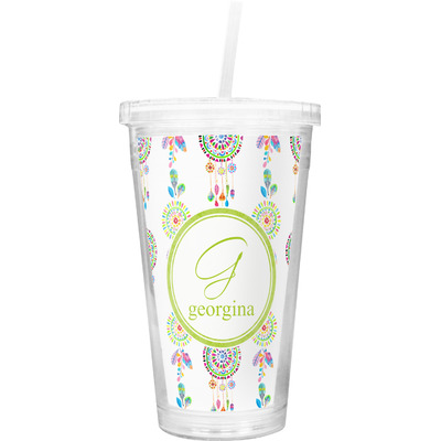 Dreamcatcher Double Wall Tumbler with Straw (Personalized)
