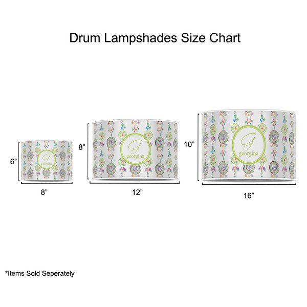 Dreamcatcher Drum Lampshades - Sizing Chart