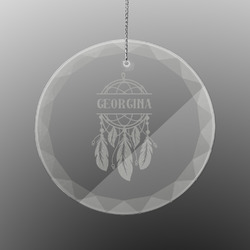 Dreamcatcher Engraved Glass Ornament - Round (Personalized)