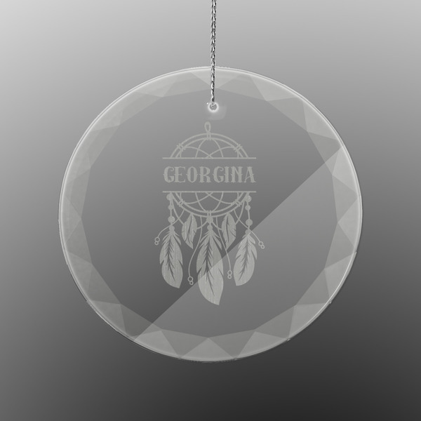 Custom Dreamcatcher Engraved Glass Ornament - Round (Personalized)