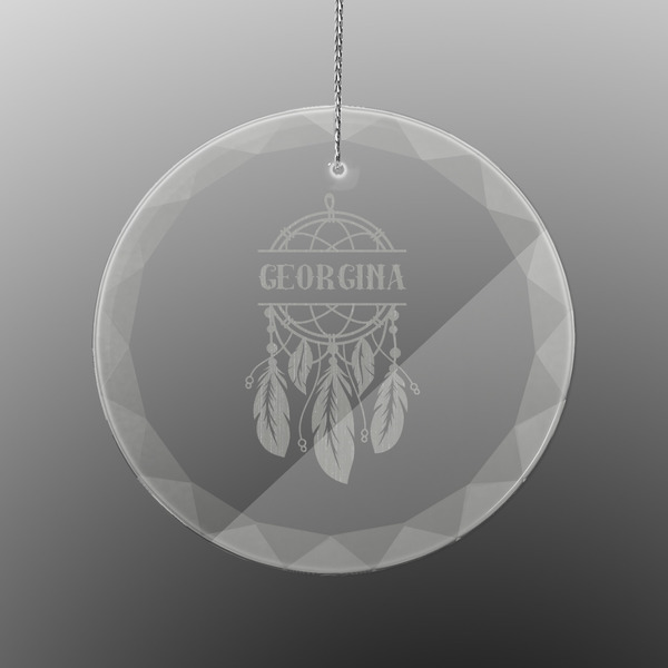 Dreamcatcher Engraved Glass Ornament - Round (Front)