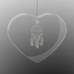 Dreamcatcher Engraved Glass Ornament - Heart (Personalized)