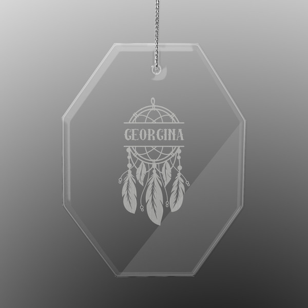 Custom Dreamcatcher Engraved Glass Ornament - Octagon (Personalized)