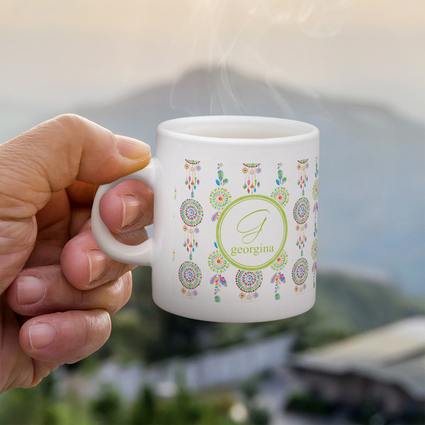 Dreamcatcher Espresso Cup - 3oz LIFESTYLE (new hand)