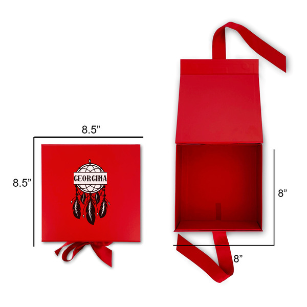 Dreamcatcher Gift Boxes with Magnetic Lid - Red - Open & Closed