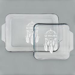 Dreamcatcher Set of Glass Baking & Cake Dish - 13in x 9in & 8in x 8in (Personalized)