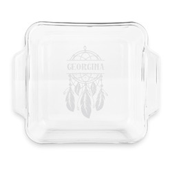 Dreamcatcher Glass Cake Dish with Truefit Lid - 8in x 8in (Personalized)