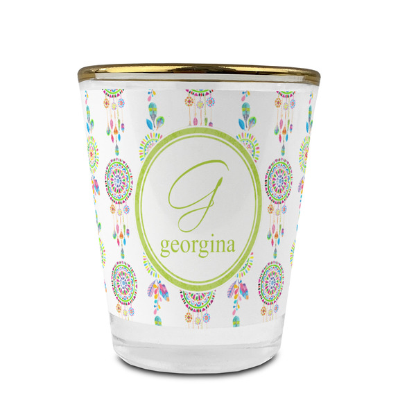 Dreamcatcher Glass Shot Glass - With gold rim - FRONT