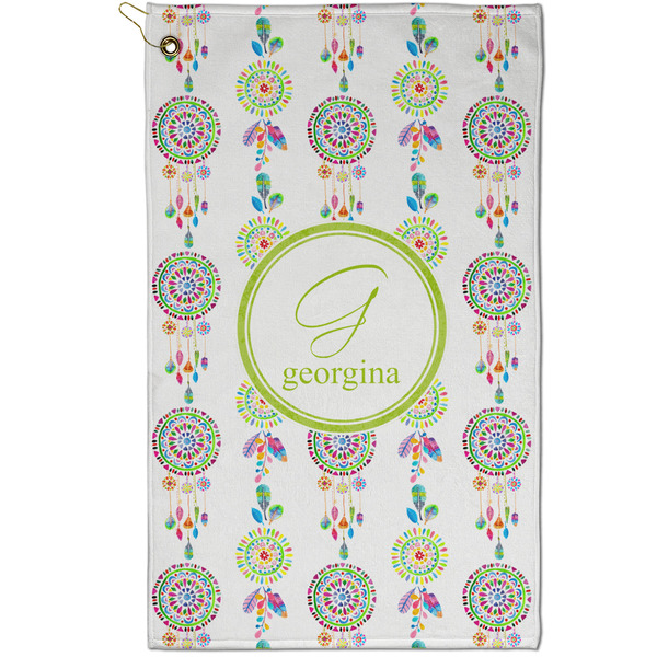 Custom Dreamcatcher Golf Towel - Poly-Cotton Blend - Small w/ Name and Initial