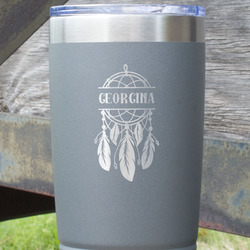 Dreamcatcher 20 oz Stainless Steel Tumbler - Grey - Single Sided (Personalized)