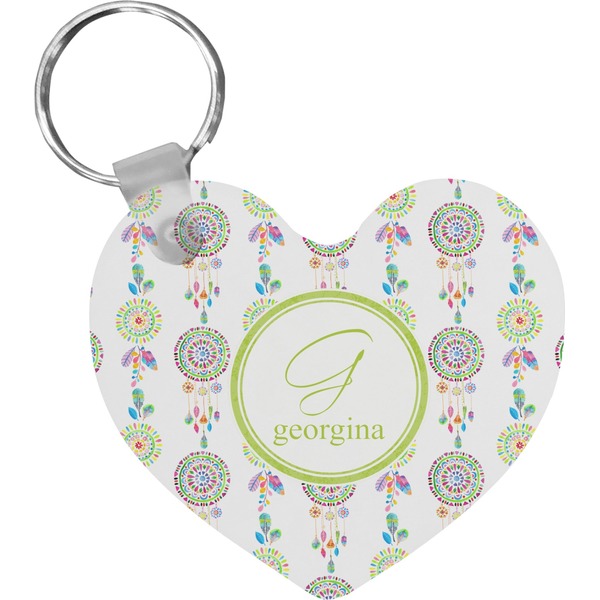 Custom Dreamcatcher Heart Plastic Keychain w/ Name and Initial