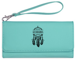 Dreamcatcher Ladies Leatherette Wallet - Laser Engraved- Teal (Personalized)