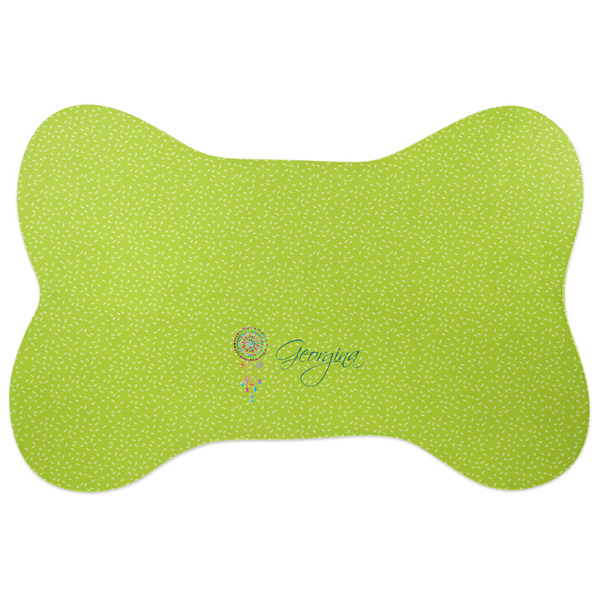 Custom Dreamcatcher Bone Shaped Dog Food Mat (Personalized)