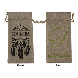 Dreamcatcher Large Burlap Gift Bag - Front & Back (Personalized)
