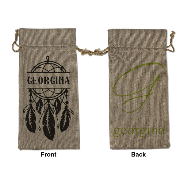 Custom Dreamcatcher Large Burlap Gift Bag - Front & Back (Personalized)