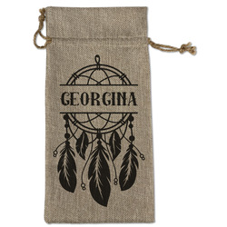 Dreamcatcher Large Burlap Gift Bag - Front (Personalized)