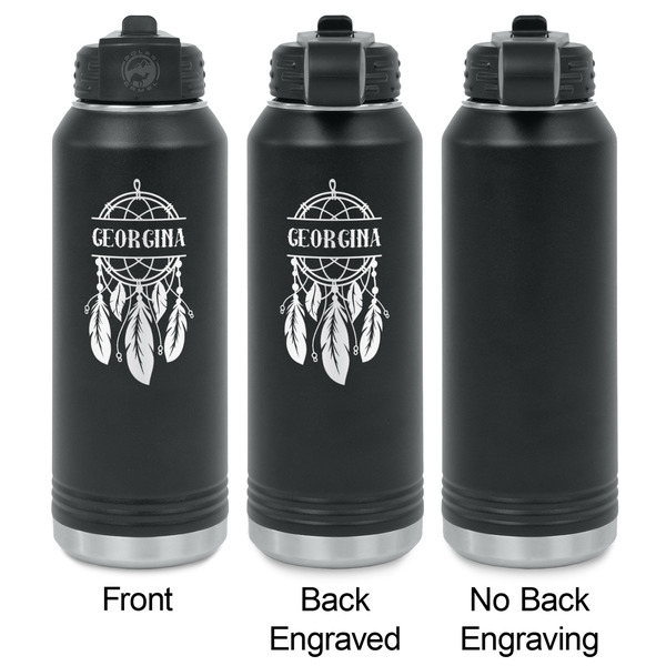 Dreamcatcher Laser Engraved Water Bottles - 2 Styles - Front & Back View