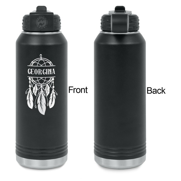 Dreamcatcher Laser Engraved Water Bottles - Front Engraving - Front & Back View
