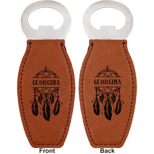 Dreamcatcher Leather Bar Bottle Opener - Front and Back (double sided)