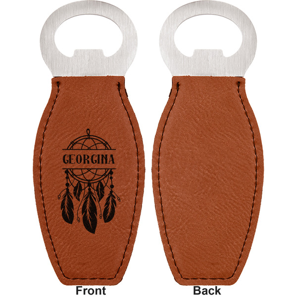 Dreamcatcher Leather Bar Bottle Opener - Front and Back (single sided)