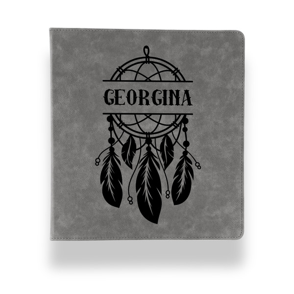 Dreamcatcher Leather Binder - 1" - Grey - Front View