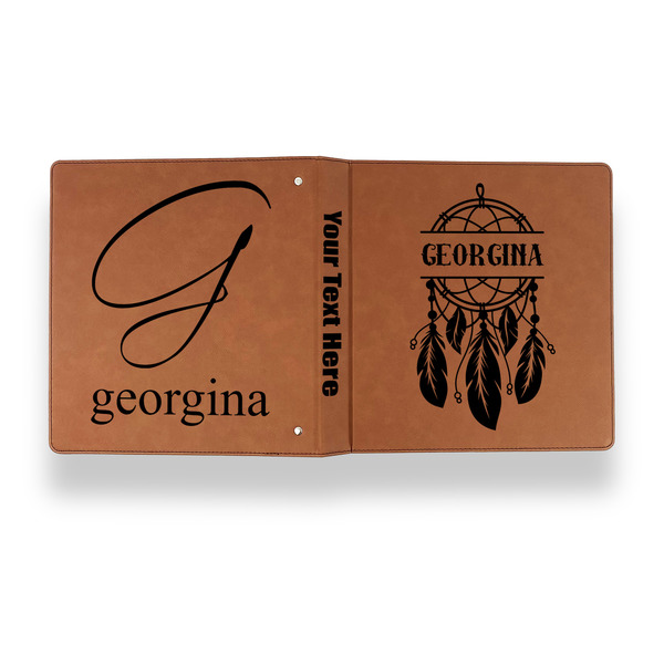 Dreamcatcher Leather Binder - 1" - Rawhide - Back Spine Front View