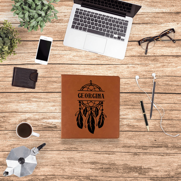Dreamcatcher Leather Binder - 1" - Rawhide - Lifestyle View