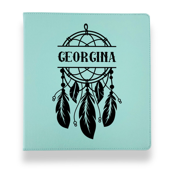 Custom Dreamcatcher Leather Binder - 1" - Teal (Personalized)
