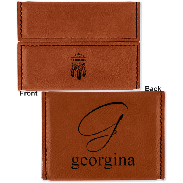 Dreamcatcher Leather Business Card Holder - Front Back