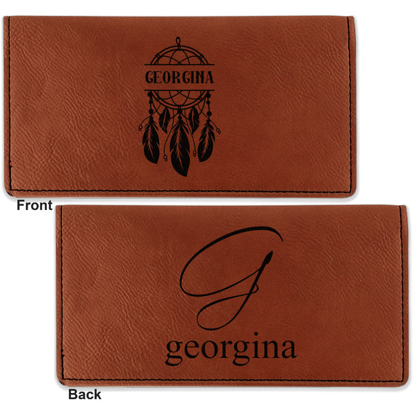 Dreamcatcher Leather Checkbook Holder Front and Back