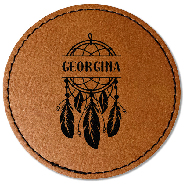 Custom Dreamcatcher Faux Leather Iron On Patch - Round (Personalized)