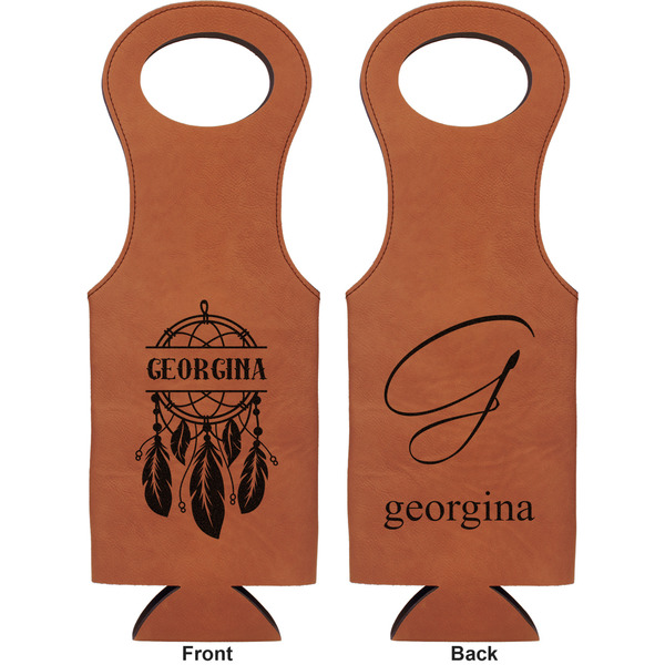 Dreamcatcher Leatherette Wine Tote Double Sided - Front and Back