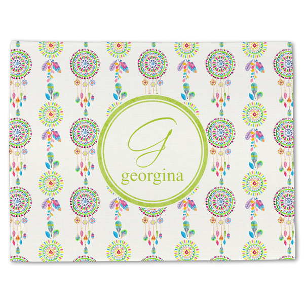 Custom Dreamcatcher Single-Sided Linen Placemat - Single w/ Name and Initial