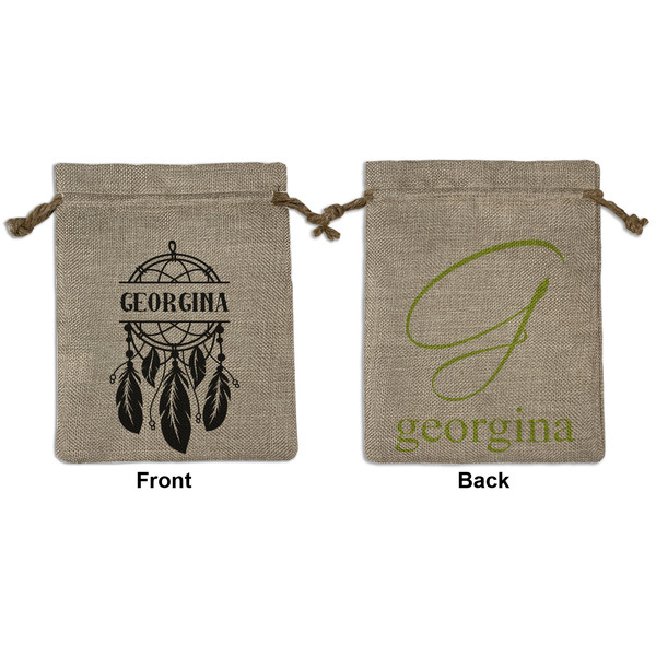 Custom Dreamcatcher Medium Burlap Gift Bag - Front & Back (Personalized)