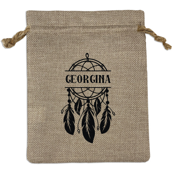 Custom Dreamcatcher Medium Burlap Gift Bag - Front (Personalized)
