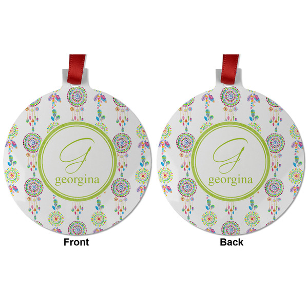 Dreamcatcher Metal Ball Ornament - Front and Back