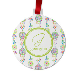 Dreamcatcher Metal Ball Ornament - Double Sided w/ Name and Initial