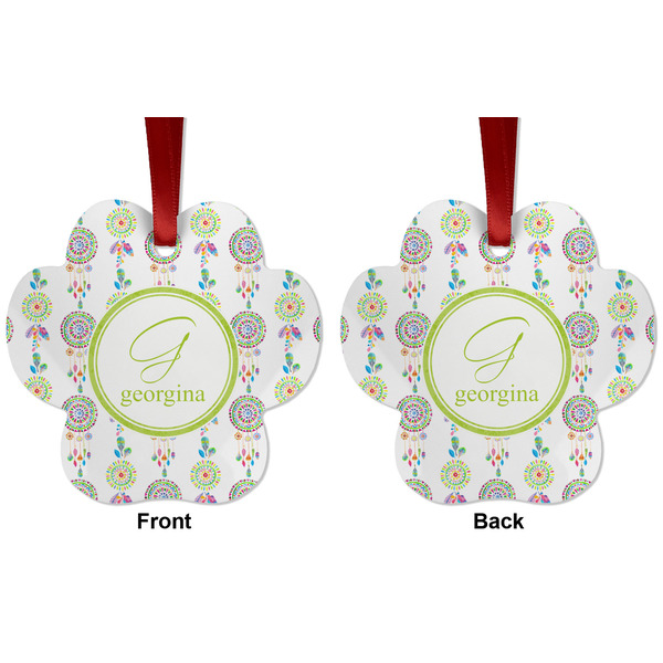 Dreamcatcher Metal Paw Ornament - Front and Back