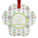 Dreamcatcher Metal Paw Ornament - Double Sided w/ Name and Initial