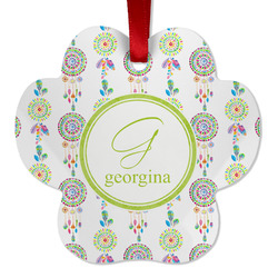 Dreamcatcher Metal Paw Ornament - Double Sided w/ Name and Initial