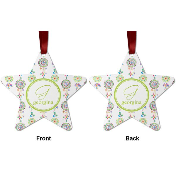 Dreamcatcher Metal Star Ornament - Front and Back