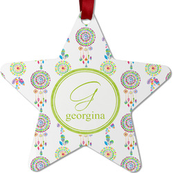 Dreamcatcher Metal Star Ornament - Double Sided w/ Name and Initial